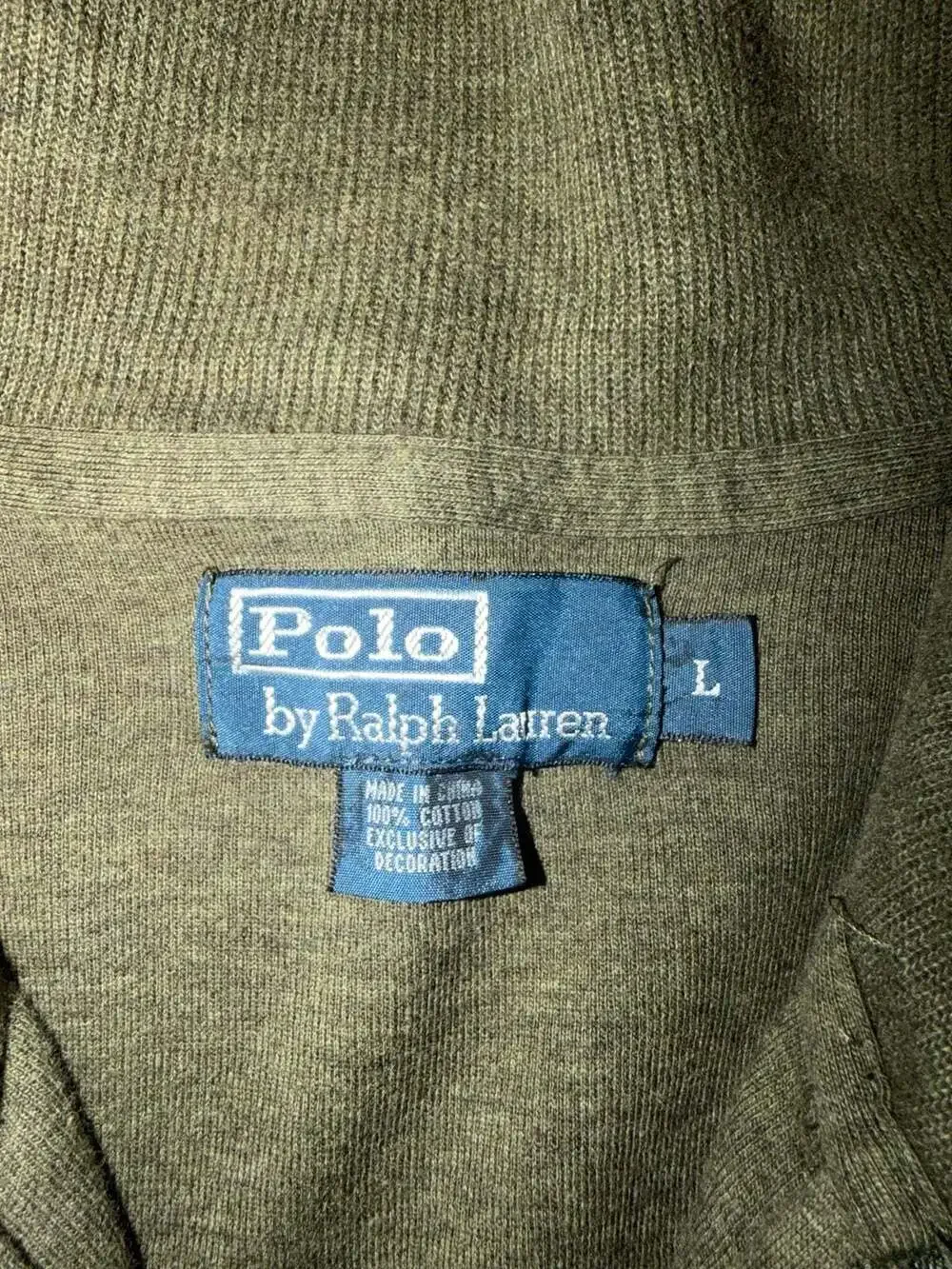 Polo Ralph Lauren Men's Olive Green Full-Zip Cotton Sweatshirt